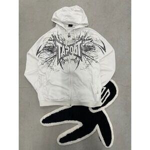 Tapout Mens White Full Zip Hoodie Graphic Print American Arrogant XL